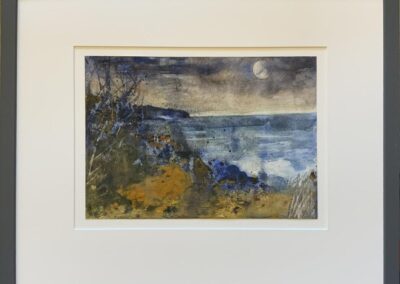 Jane Fielder JF342JS .The Light of the Silvery Moon. Robin Hood's Bay'. original watercolour framed to 43x50.5cm £250