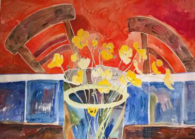Jane-Fielder-JF3K-'Buttercups-on-the-Kitchen-Table'-watercolour-framed-to-118x89cm-£290