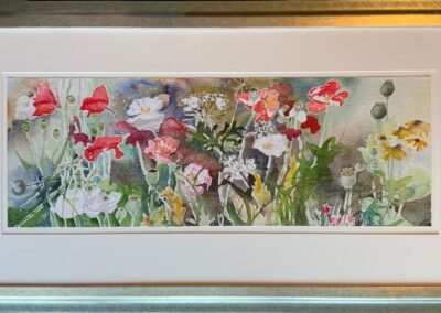 Jane Fielder JF500K 'The Swathe of Happiness' Original Watercolour in bespoke silver green frame 52x96cm £380
