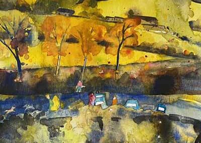 Jane Fielder JF825A 'Magical Muker' watercolour Framed in solid oak to 54x66cm £350 lr