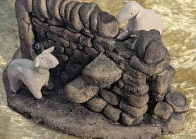 Jane Hurford JHU47 'Sheep Wall and Stile' ceramic SOLD