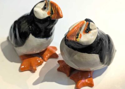 Jane Hurford JHU55 and JHU56 'Puffin Billy and Puffin Bessie' stoneware each £40
