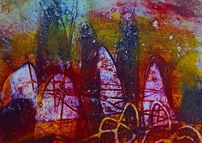 Janine-Denby-JD07_'Autumn-Ring-Stones_Remembering-Ilkley-Moor'-Collagraph-1of10.-45.5x27-lr