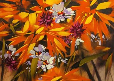 Jeremy Taylor JT22 'Rudbeckias and Daisies' oil on canvas 16x20in £95