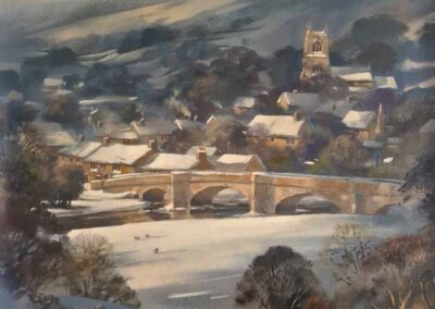 Jeremy Taylor JT33 'Snow At Burnsall' Oil on board. 18x24in £550