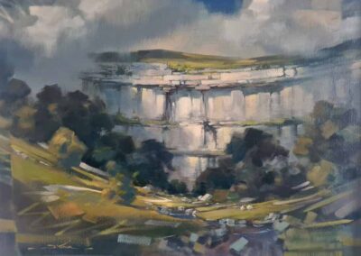 Jeremy Taylor JT34 'Clearing Later, Malham' Oil on board. 24x18in £500