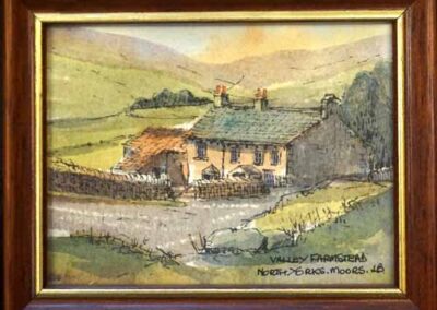 John Butterfield 1913-97 JBD02 'Valley Farmstead North Yorks Moors' pen and watercolour 3x4in £35 SOLD