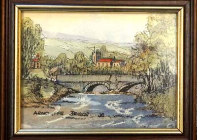 John Butterfield 1913-97 JBD04 'Arncliffe Bridge' pen and watercolour 3x4in £35