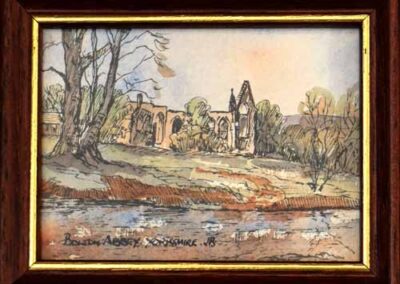 John Butterfield 1913-97 JBD09 'Bolton Abbey' pen and watercolour 3x4in £35