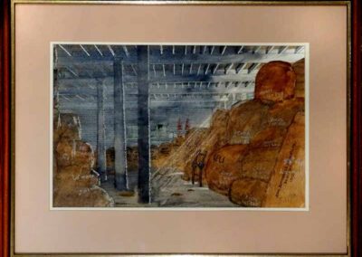 John Butterfield 1913-97 JBD11 ' (1883-1961)'This Was Bradford's Gold- John Butterfield's Old Warehouse' Watercolour & pastel 42x27cm framed to 60x46cm £220