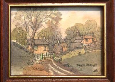 John Butterfield 1913-97 JBD14 'Dales Hamlet' pen and watercolour 3x4in £28