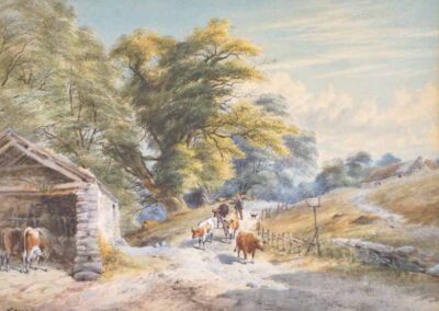 John Sowden 1838-1926 JS01 Country Scene with Cows 34x25cm framed to 70x55cm £240