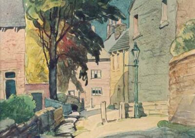 John William Bramham 1905-1990 JWB01 'Junction of Langford Lane & Horsfall Terrace, Burley-in-Wharfedale' c1935 Watercolour 25x35cm framed to 39x50cm £180
