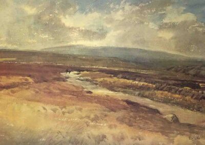 Joseph Pighills 1901-84 JP06 'Stormy Moorland' Unmounted print of watercolour 19x12in £60