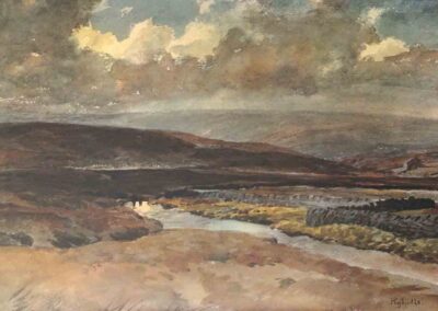 Joseph Pighills 1901-84 JP12 'Road to Bronte Falls, Haworth' print 48x32cm framed to £64x49cm £100
