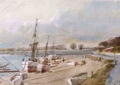 Joseph Pighills 1901-84 JP17 'Boats at Maldon' watercolour 18x11cm framed to 32x26cm £120