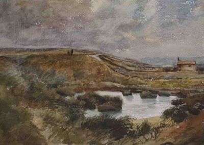Joseph Pighills 1901-84 JP23 'Grove Hill Dyke, Haworth' watercolour 33x22cm framed to 48x38cm pic lr £180