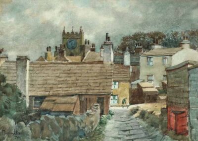 Joseph Pighills 1901-84 JP46 'Old Haworth with Jib Lane and Well St' Watercolour 31x21cm framed to 47x38cm £240
