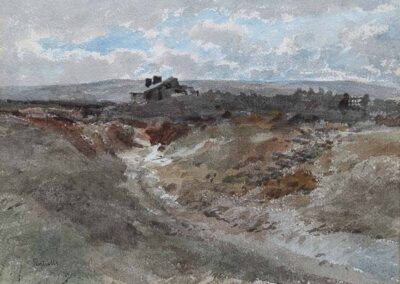 Joseph Pighills 1901-84 JP59 'Bodkin Top Oxenhope' watercolour 36x25cm framed to 48x39cm SOLD