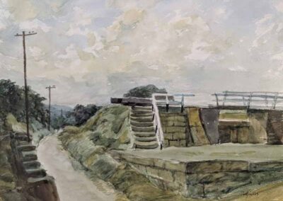 Joseph Pighills 1901-84 JP72 'Dowley Gap Lock' watercolour framed to 52x43cm £250