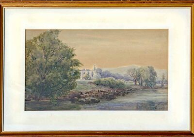 Joseph-West-(1881–1958)-JOW03-'Bolton-Abbey'-Watercolour-44x26cm-framed-to-61x44cm-pic-showing-frame.-£150