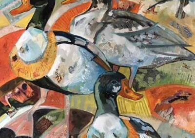 Josie Barraclough JB36 'Shelduck' 60x60cm Oil and Mixed Media SOLD