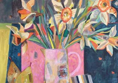 Josie Barraclough JB64 'Still Life with Daffodils' 60x60cm AcrylicMixed Media £400