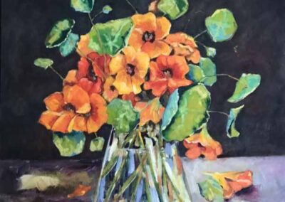 Josie Barraclough JB72 'Nasturtiums' 40x40cm Oil SOLD
