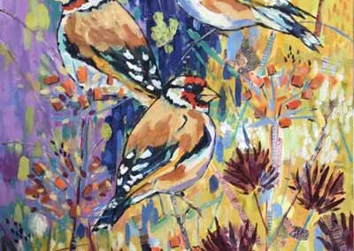 Josie Barraclough JB74 'Goldfinch & Seed Heads' 60x42cm Oil and Mixed Media £400