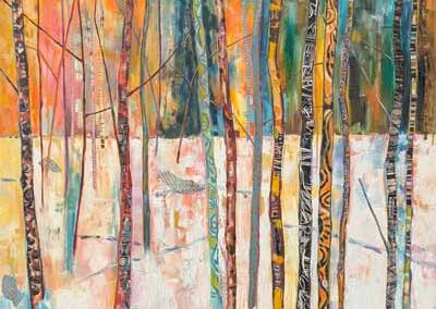 Josie Barraclough JB75 'Chevin Woods Winter II' Oil mixed media 71x60cm £450