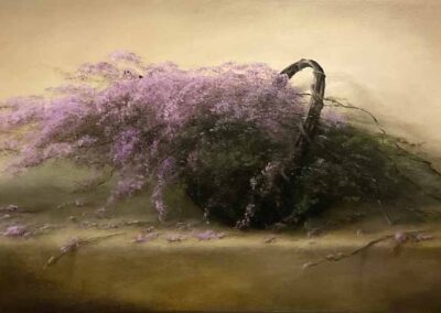 Judith Levin JL101 'Heather Basket' Oil of Canvas 16x40ins SOLD