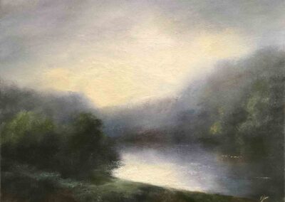 Judith Levin JL51 'Gledhow Valley Lake' oil on Canvas 12x16ins SOLD