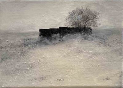 Judith Levin JL58 'Top Withens after Snow'. Oil on canvas 5x7in £120