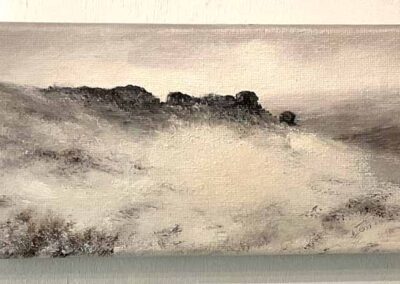 Judith Levin JL95 'Cow and Calf in the Snow' Oil of Canvas 4x8ins SOLD