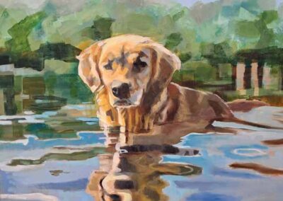 Karen Harman KRO18 'Go ON, Throw It Then!' Acrylic and Oil on Canvas 40x40in £250
