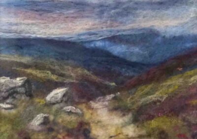 Kate Readman KR07_'Path Through the Valley' Wet felting Needle felting and Embroidery 14x14in £120
