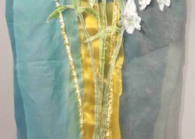 Kate Stewart KS01 'Lillies' Painted and Stitched Fabric £180