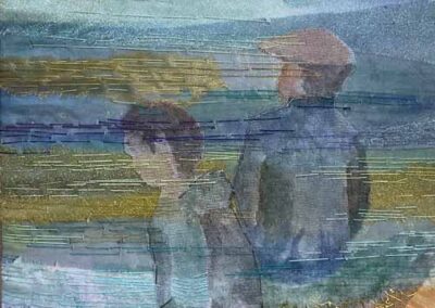 Kate Stewart KS20 'Brighton Conversation' Watercolour and fabric 50x37 £180