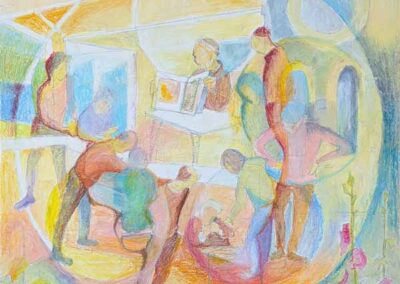 Kate Stewart KS24 'The Class 1' oil pastels 61x61cm £200
