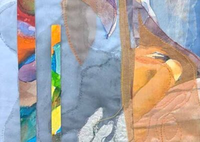 Kate Stewart KS28 'Collage 1' Painted fabric and paper. Framed to 54x45cm £120