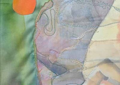 Kate Stewart KS29 'Collage 2' Painted fabric and paper. Framed to 40x31cm £75