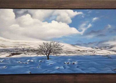 L Amy Charlesworth AC100 'Lonesome Tree, Ribblehead in Winter' oil on canvas (framed) 79.5 x 34cm £310