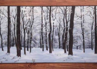 L Amy Charlesworth AC101 'Winter Treescape' oil on canvas (framed) 79 x 39.5 £360