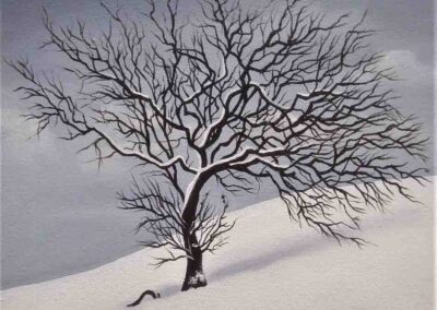 L Amy Charlesworth AC102 'Snowy Tree' oil on cavas 28 x 25cm £55