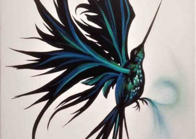 L Amy Charlesworth AC105 'It's a hummingbird ....kind of' oil on canvas (framed) 55 x 70.5cm £ 240