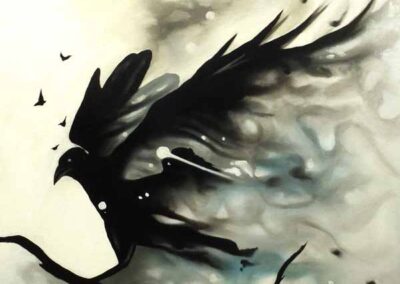 L Amy Charlesworth AC145 'Crow Mist' oil 50x50.5cm £150