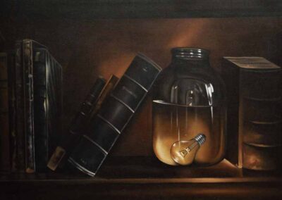 L. Amy Charlesworth AC026 BOOKS, A JAR AND A LIGHTBULB, MAKE OF IT WHAT YOU WILL. £200