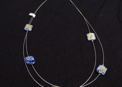 Lis Holt LH42 2 strand 5 bead necklace shiny blue wax gold 18in £58