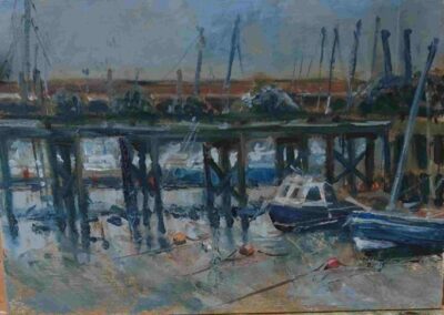 Louise Garrett LG35 'Bridlington Harbour' Oil on Panel 7x9.5in unframed £100