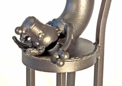 Mick Kirkby Geddes MKG20 'Small headstanding dog on chair'. Welded and painted steel £145